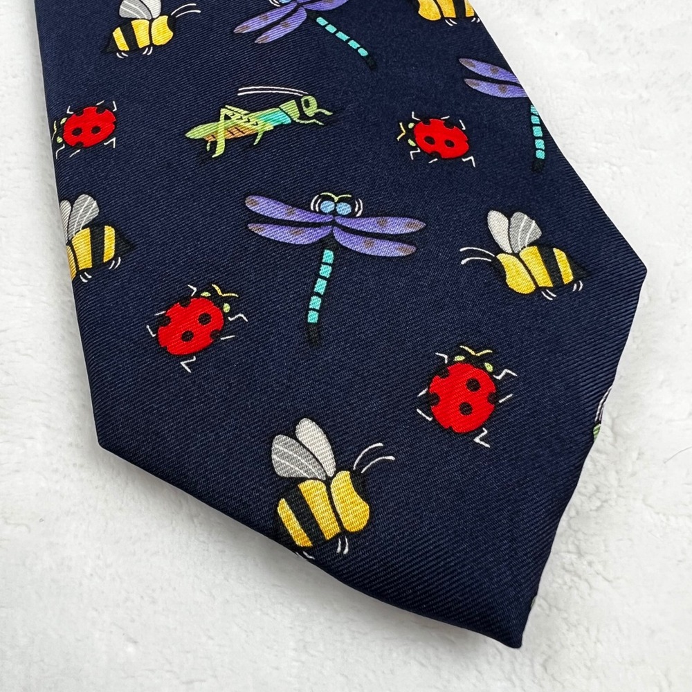 Alynn Neckwear Mens Navy Blue Silk Insect Bug Ladybug Bee Dragonfly Tie 000
